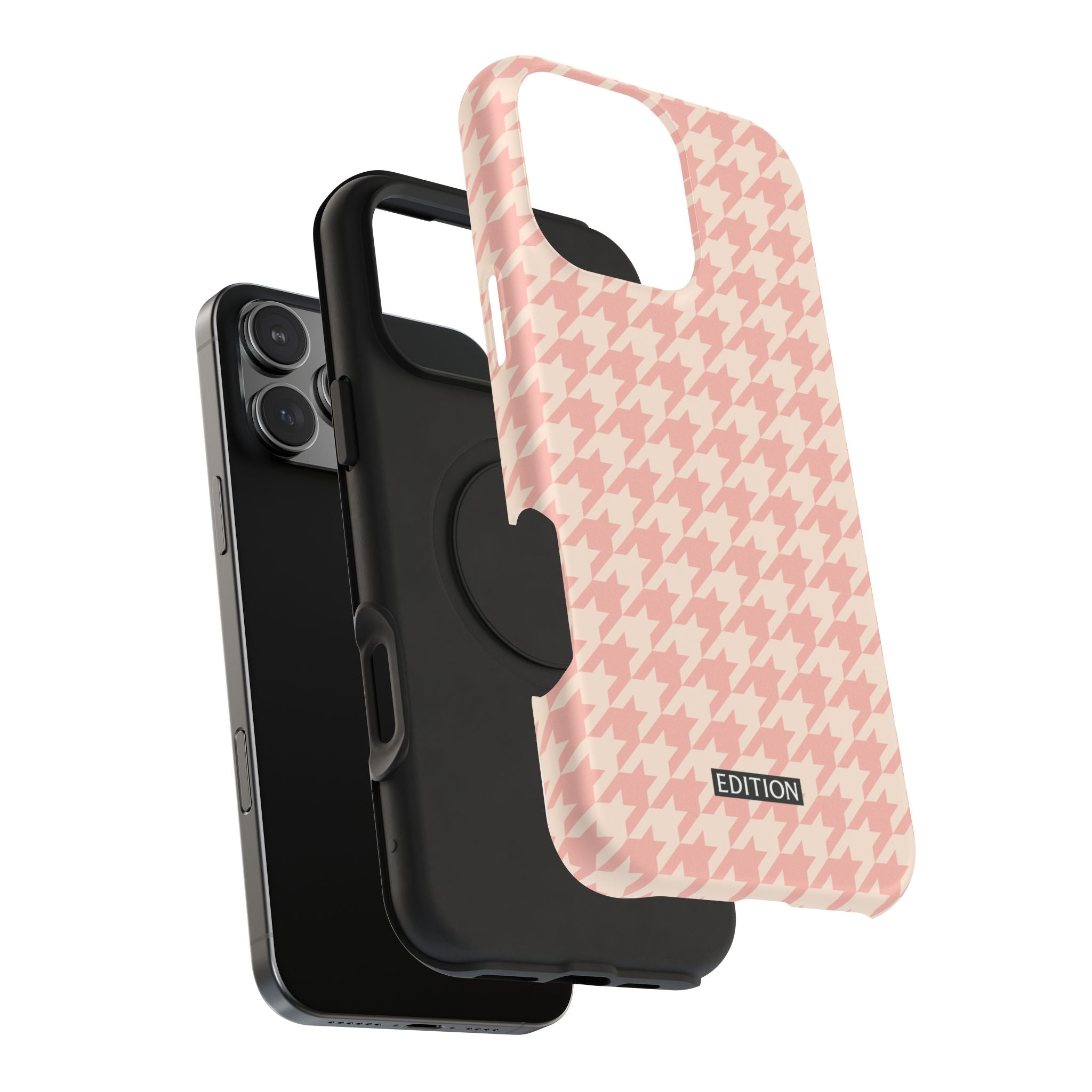 Peach Cream Houndstooth Case